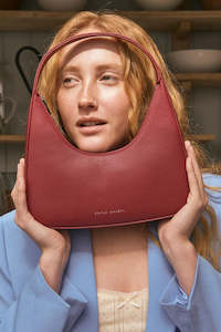 Valentines: Aurora Rouge Leather Structured Shoulder Bag