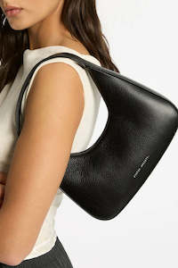 Valentines: Aurora Black Leather Structured Shoulder Bag