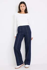 Imperial Indigo Flat Front Wide Leg Jean
