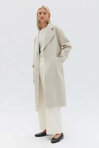 Sadie Oat Marle Single Breasted Wool Coat