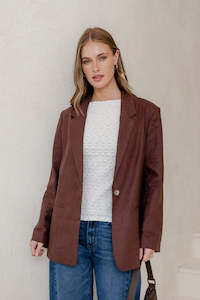 Blazers: Atlantic Chocolate Linen Classic Blazer