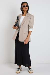 Dock Taupe Ramie Rolled Sleeve Blazer