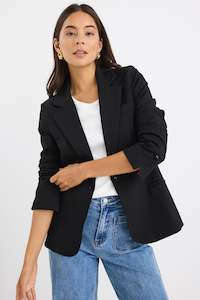 Blazers: Suave Black Fitted Short Blazer