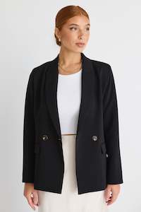 Blazers: Cooper Black Crepe Boyfriend Semi Fitted Blazer
