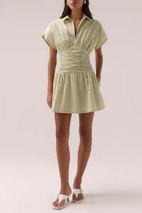 Support Local Clothing: Stellar Aloe Ruched Waist SS Mini Dress