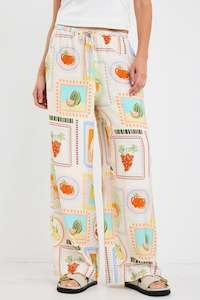 Support Local Clothing: Travel Tropical Postcard Wide Leg Pull On Pants