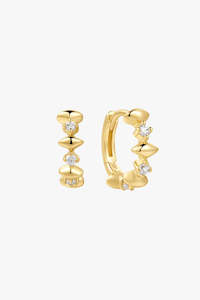 Art Deco Sparkle Gold Huggie Earring