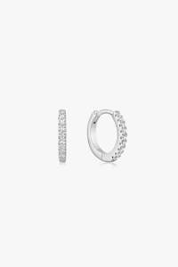 Ania Haie: Silver Sparkle Small Huggie Hoop Earrings