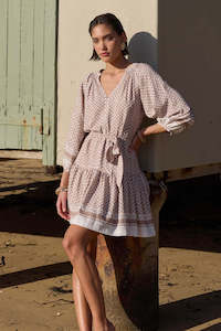 Staple The Label: Soleil Beige Border Smock Mini Dress