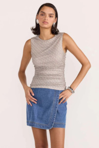 Staple The Label: Noa Geo Beige Mesh Top