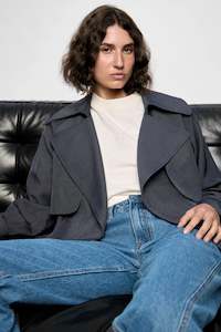 Staple The Label: Akira Washed Navy Belted Trench Coat