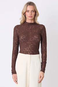 Esmaee: Forgiven Chocolate Textured Lace LS Top