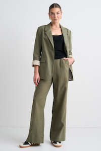 Get The Set: Boardwalk Soft Khaki Ramie Extended Waist Pants