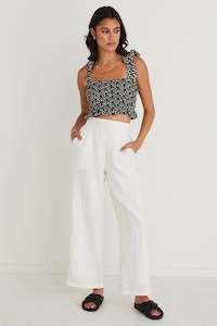 Delicious Black Ditsy Floral Shirred Cami Top