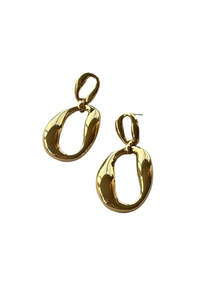 State Oval Link Gold Earrings
