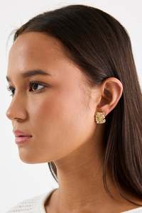 Gifts Under 75: Square Pleated Gold Stud Earring