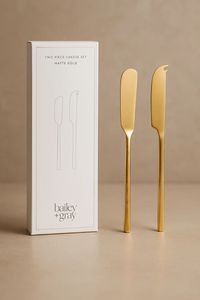 Matte Gold Two Piece Cheese Knife Set