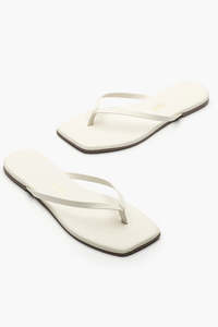 Square Toe Lily Cream Leather Sandal