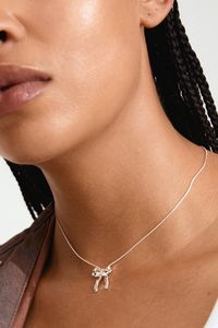 Cassian Recycled Silver Plated Bow Necklace