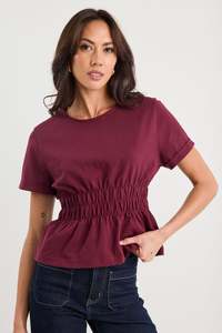 Ethical Fair: Svelte Burgundy Shirred Detail SS Tee