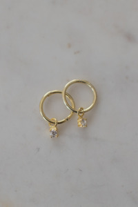 Sophie: Mini Rock Sleeper Earrings Clear Gold
