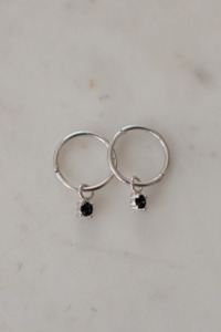 Sophie: Mini Rock Sleeper EOL Earrings Black Silver
