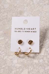Bubble Hoop EOL Stud Set Gold Earrings