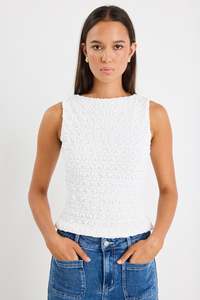 Among The Brave: Untamed Ivory Lace Sleeveless Boatneck Top