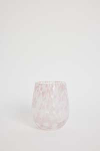 Stemless Pink White Splatter Wine Glass