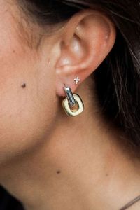 Valentines: U Two Tone Gold Silver Hoop Earrings