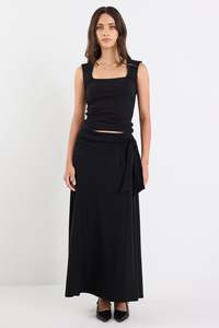 Status Black Knot Front Maxi Skirt