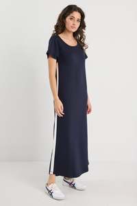 Ethical Fair: Ballad Ink Side Stripe Crew Neck Knit Maxi Dress