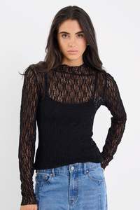 Giving Black Lace Long Sleeve Top