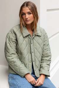 Ethical Fair: Absolute Soft Khaki Collared Quilted Jacket