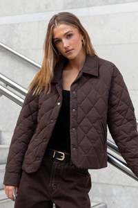 Ethical Fair: Absolute Chocolate Collared Quilted Jacket