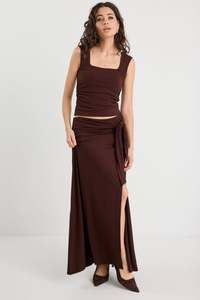 Status Chocolate Knot Front Maxi Skirt