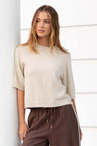 Assemble Oat Alpaca Blend Raglan Knit Tee