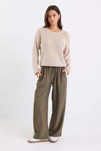 Back In Stock: Townie Olive Stripe Side Tape Wide Leg Pants