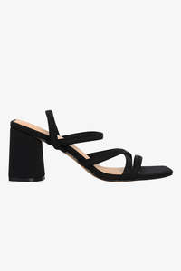 Heels: Suki Black Strappy Mid Heel