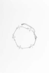 Sparkle Star Charm Sterling Silver Plate Plate Bracelet