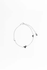 Triple Heart Charm Sterling Silver Plate Plate Bracelet