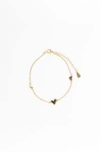 Gifts Under 100: Triple Heart Charm 14k Gold Plate Plate Bracelet