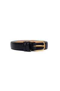 Gifts Under 100: Luna Black Leather Matte Gold Buckle Belt