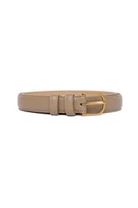 Luna Taupe Leather Matte Gold Buckle Belt