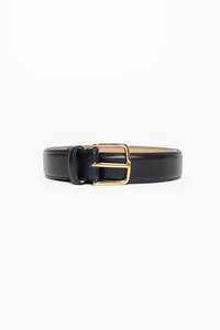 Gifts Under 100: Belle Black Leather Gold Buckle Belt