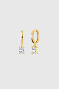 Arina Diamante Charm Gold Plated Hoop Earring