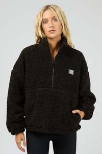 Into The Wild Leopard Quarter Zip Teddy Fleece Sweatshirt