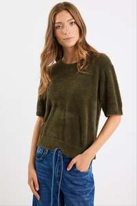 Autumn Tones: Issue Khaki Fluffy Soft Knit Tee