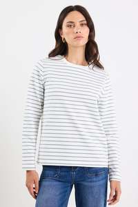 Autumn Tones: Tether Khaki White Stripe LS Boxy Tee