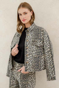Echo Leopard Patch Pocket Denim Jacket
